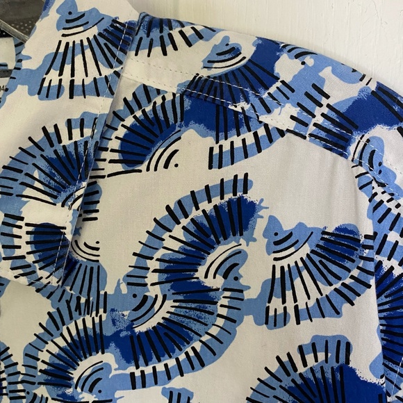 Nickel & Iron Mens Blue/White Cotton Summer Vacation Coastal Shirt- Sz-L - Picture 4 of 16